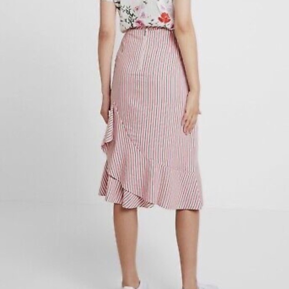 Ted Baker Corn Layered Striped Ruffle Hem Midi Pencil Skirt NWT - Picture 5 of 16